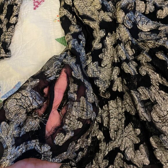 Anthropologie Black Gold Tunic Mini Dress Oversized Pockets XS READ DESCRIPTION - Picture 7 of 16